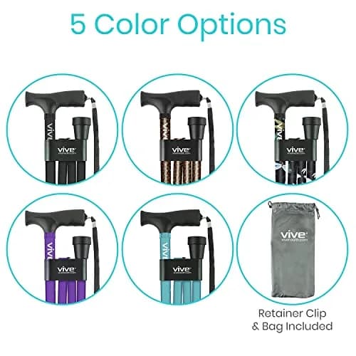 Vive Folding Cane - Adjustable Aluminum Walking Cane with Ergonomic Grip & Rubber Tip | 33-37 Inch Height thumbnail 7