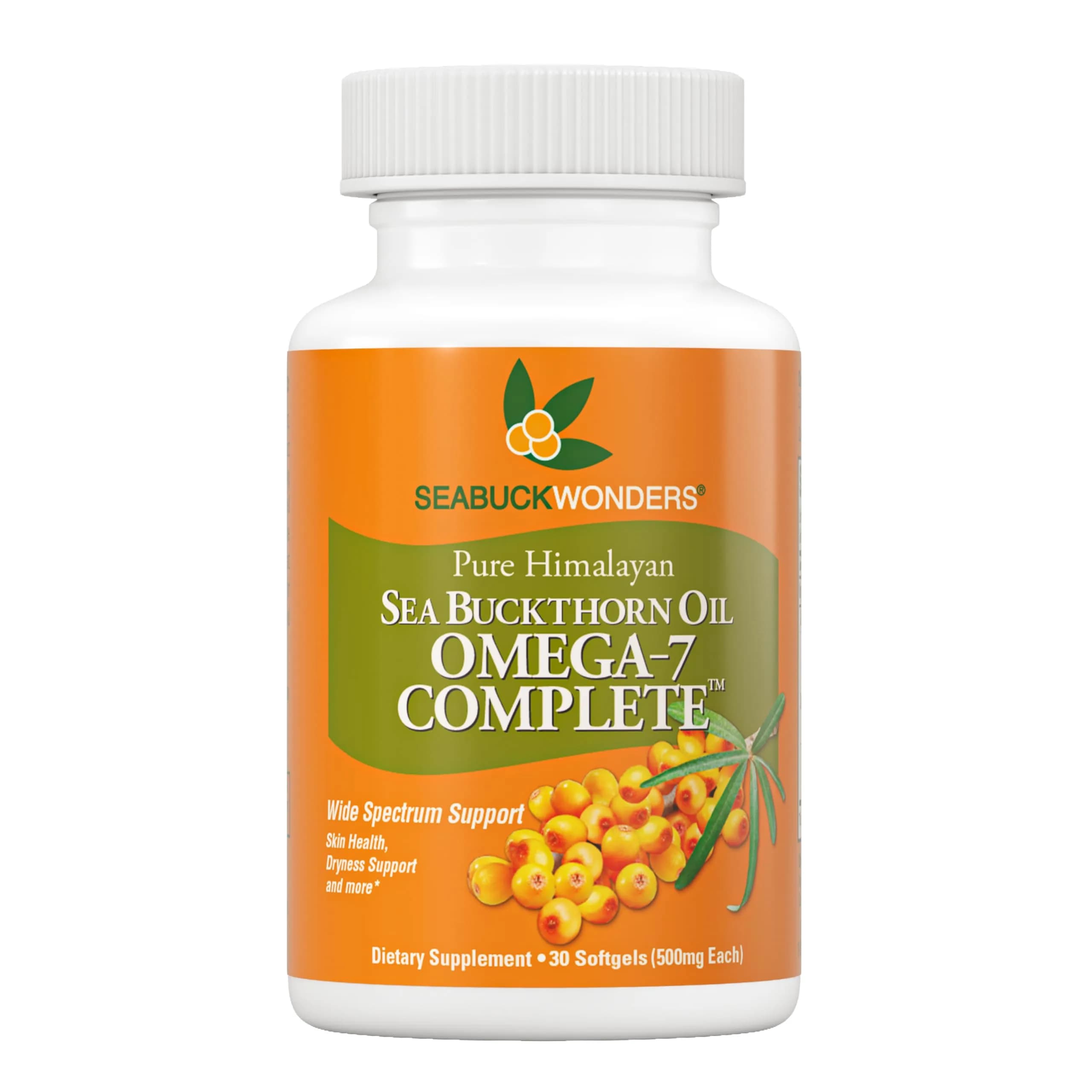 SeabuckWonders Organic Sea Buckthorn Oil Omega-7 Complete, 30 Softgels | Supports Skin & Immunity