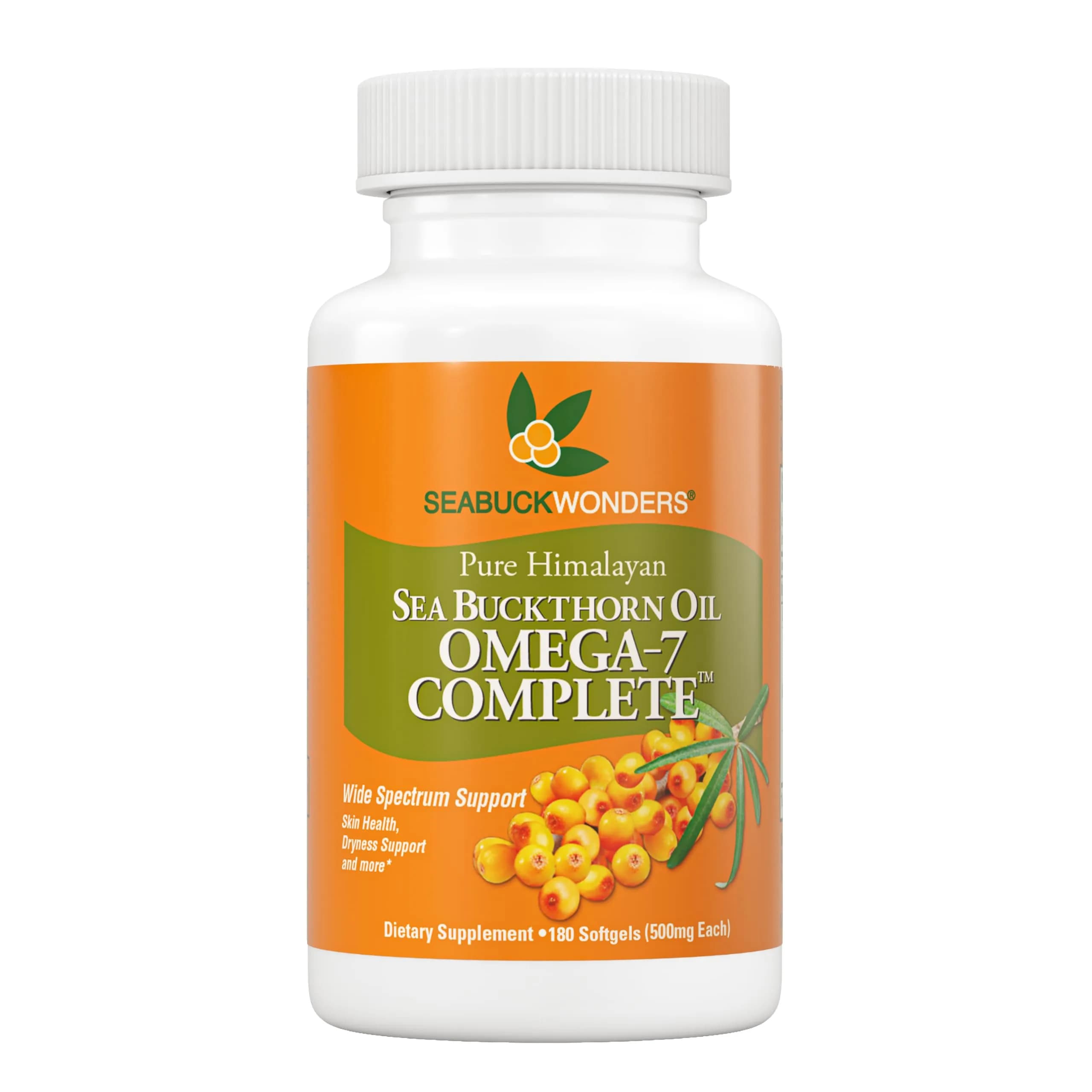SeabuckWonders Organic Sea Buckthorn Oil, Omega-7 Complete, 180 Softgels | Supports Skin & Immunity — Omega 7