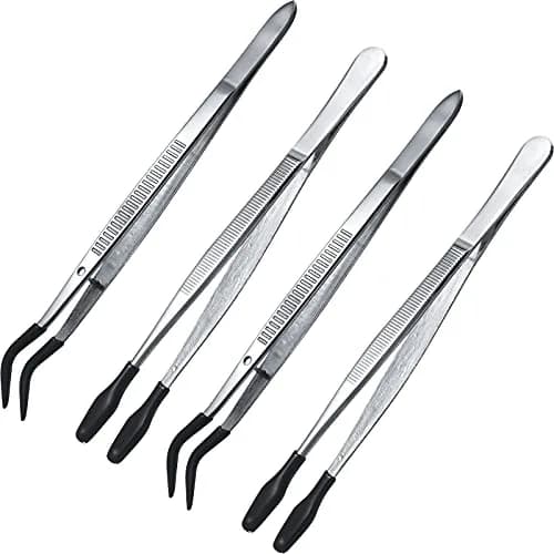 Honoson Rubber Tipped Tweezers PVC Silicone Tip, Black | Safe, Durable, Multi-Purpose (70-120 chars) thumbnail 1