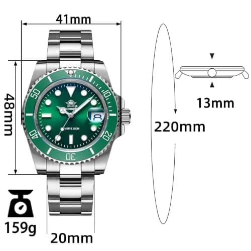 ADDIESDIVE Men's Quartz Diver Watch 41mm Green Dial | Water Resistant 200M Stainless Steel thumbnail 2