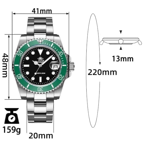 ADDIESDIVE Quartz Steel Watch for Men Diver 41mm | 200M Water Resistance, Luminous Dial, Unidirectional Bezel thumbnail 4