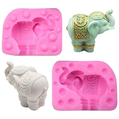Oren Turkey 3D Elephant Silicone Mold | Food & Soap Safe, Pink, 7.5x6.2x4.3cm thumbnail 1