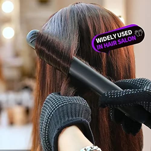 Teenitor Heat Resistant Gloves With Silicone Bumps For Hair Iron Tool, Professional Heat Gloves For Hair Styling, Black (2-Pack) thumbnail 6