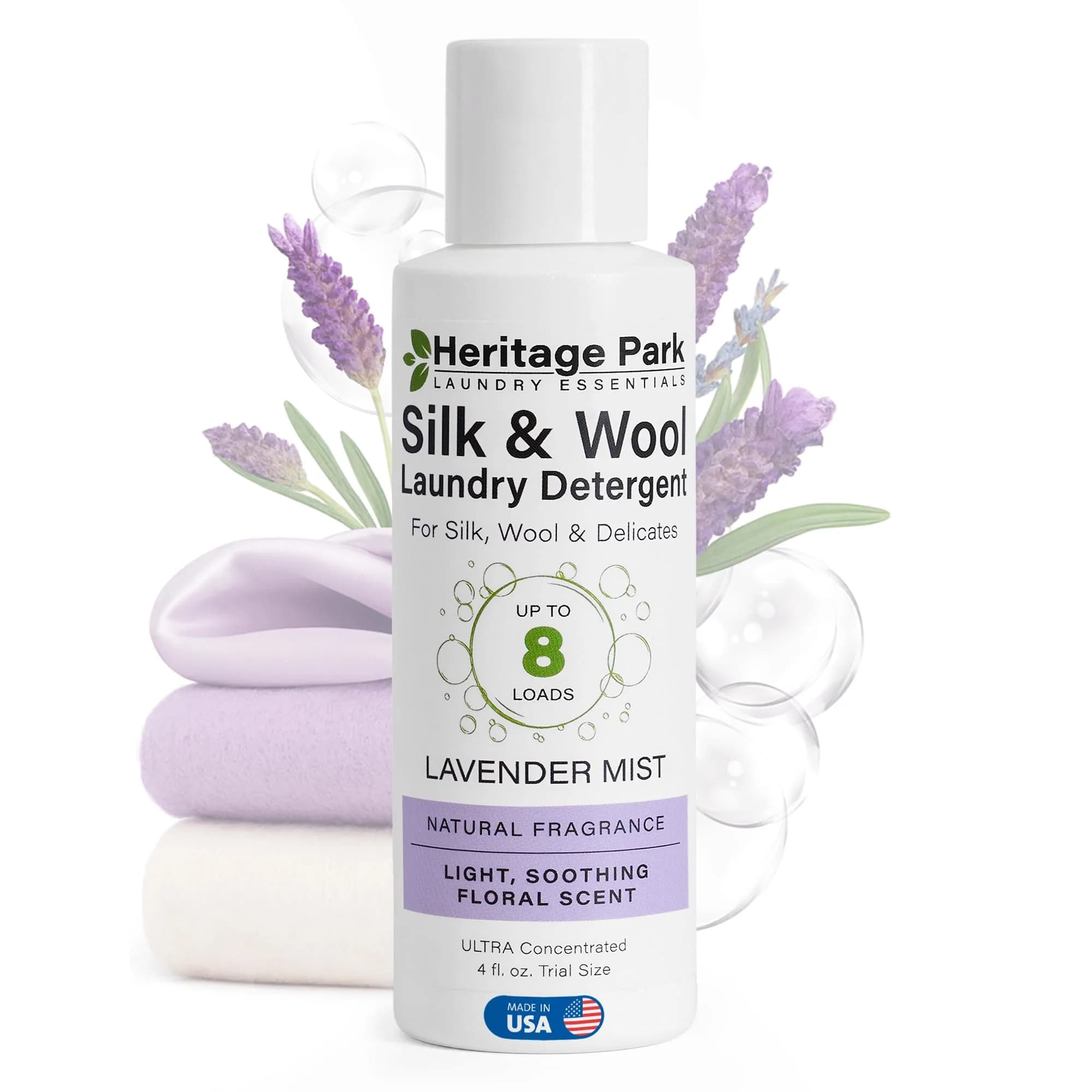 Heritage Park Silk & Wool Delicates Detergent 4 fl oz | Lavender Mist, Gentle & Earth Safe