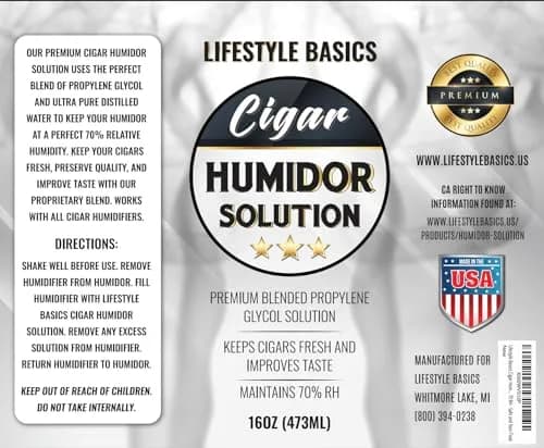 Lifestyle Basics Humidor Solution 473ml (16 fl oz) | Maintains 70% RH for Fresh Cigars thumbnail 5