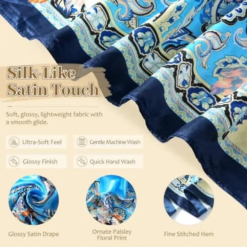 AWAYTR 4-Pack 35x35 Inch Satin Head Scarves for Women | Silk-like Hair Bandanas for Braids & Sleep thumbnail 3