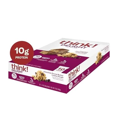 think! Delight Protein Bars, Chocolate Peanut Butter Cookie Dough, 10 Count | Keto Friendly, 10g Protein, Low Sugar thumbnail 2