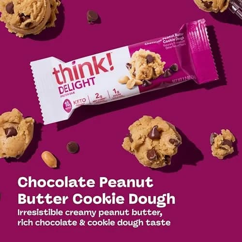think! Delight Protein Bars, Chocolate Peanut Butter Cookie Dough, 10 Count | Keto Friendly, 10g Protein, Low Sugar thumbnail 3
