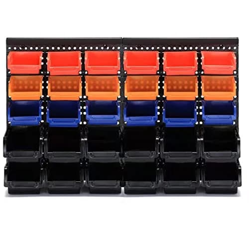 MULSAME Wall Mounted Storage Bins Parts Rack 25.2"x16.2" | Garage Organizer with 4 Colors thumbnail 8