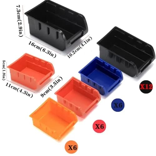 MULSAME Wall Mounted Storage Bins Parts Rack 25.2"x16.2" | Garage Organizer with 4 Colors thumbnail 3