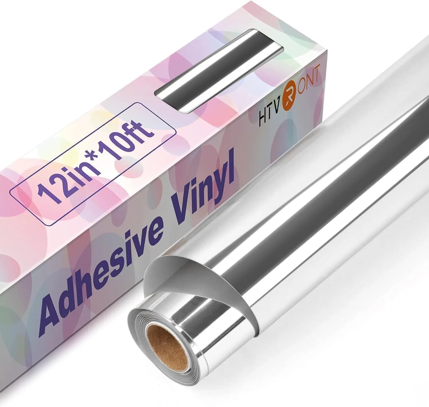 HTVRONT Silver Chrome Permanent Vinyl Roll 12" x 10FT | Waterproof Craft Vinyl for Decals & Signs - main product image