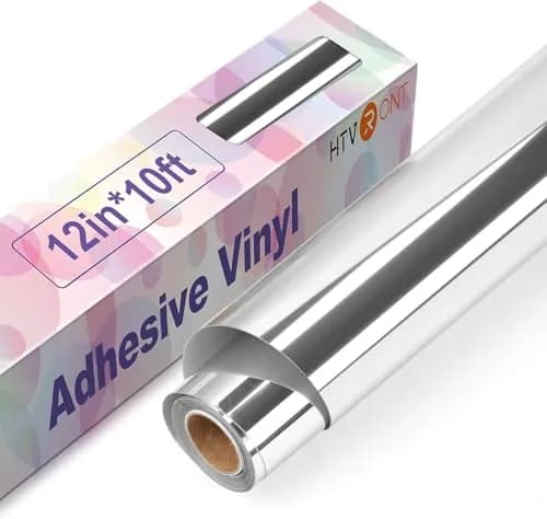 HTVRONT Silver Chrome Permanent Vinyl Roll 12" x 10FT | Waterproof Craft Vinyl for Decals & Signs thumbnail 1
