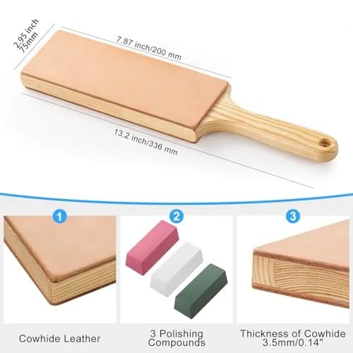 Angerstone Oversize Double Sided Leather Strop Kit (3" Knife Leather) | Razor Sharp Knives & Woodcarving Tools thumbnail 2