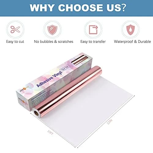 HTVRONT Rose Gold Chrome Permanent Vinyl Roll 3.04m (12" x 10FT) | Waterproof Mirror Finish for Cricut thumbnail 5
