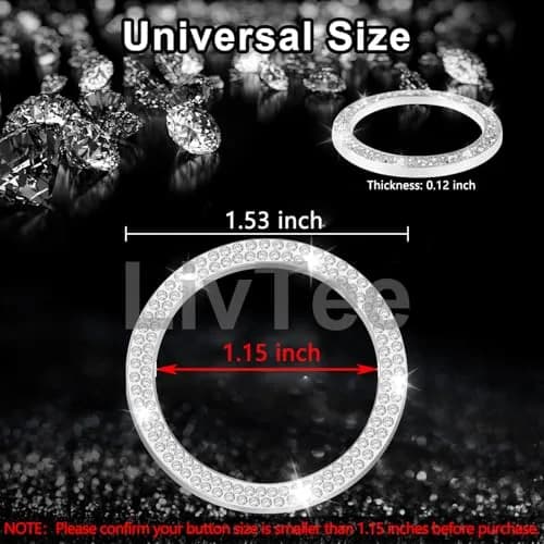 LivTee Car Engine Start Stop Decoration Ring | Dazzling Rhinestone Car Interior Accessory for Women, 1.53 inch Outer Diameter thumbnail 4