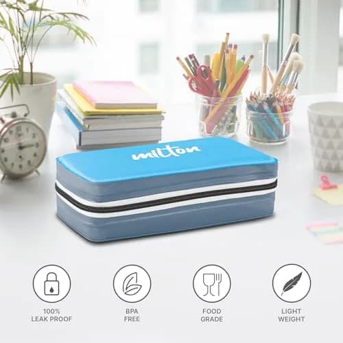 Milton Mini Lunch Tiffin 280 ml Cyan | Leakproof & Insulated for Office & Outdoors thumbnail 2