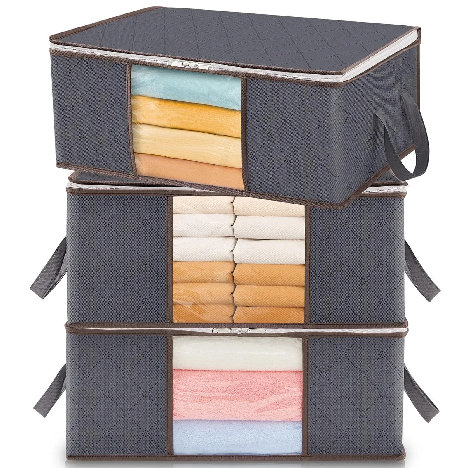 Lifewit Clothes Storage Bins 35L | Foldable, Clear Window & Reinforced Handles for Closet Organization