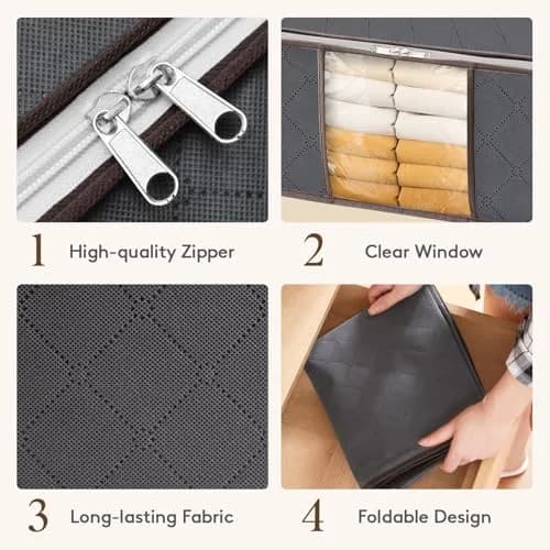 Lifewit Clothes Storage Bins 35L | Foldable, Clear Window & Reinforced Handles for Closet Organization thumbnail 4