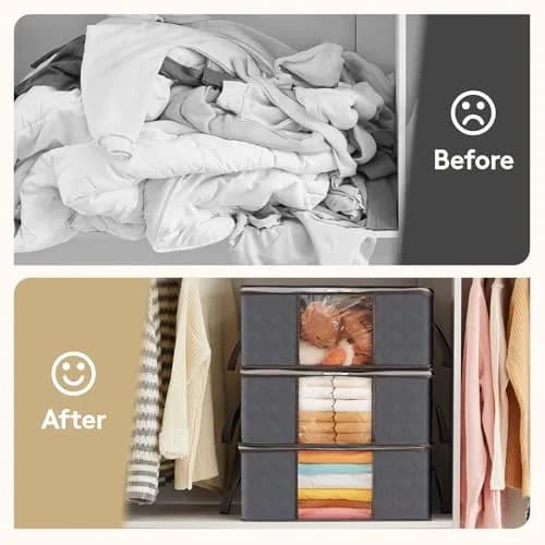 Lifewit Clothes Storage Bins 35L | Foldable, Clear Window & Reinforced Handles for Closet Organization thumbnail 8
