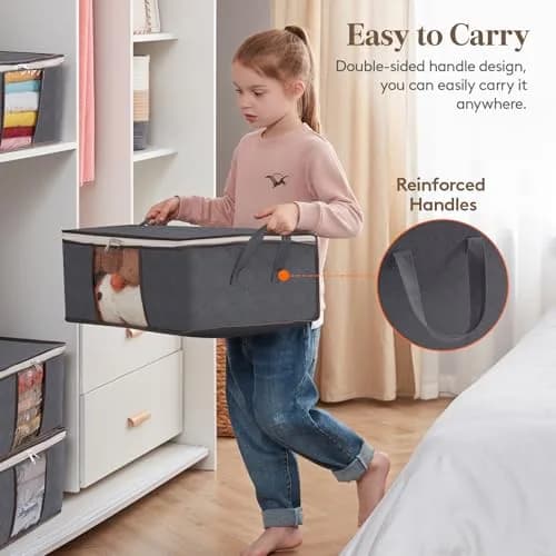 Lifewit Clothes Storage Bins 35L | Foldable, Clear Window & Reinforced Handles for Closet Organization thumbnail 3