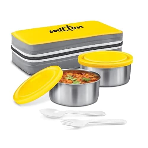 MILTON Mini Lunch Insulated Tiffin with 2 Containers 280 ml | Leakproof & Odor-Free for Office & Outdoors thumbnail 1