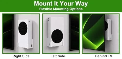 ALIENERGY Wall Mount for Xbox Series S (Mount Console & Accessories Near/Behind TV) | White Alloy Steel Bracket Kit thumbnail 3