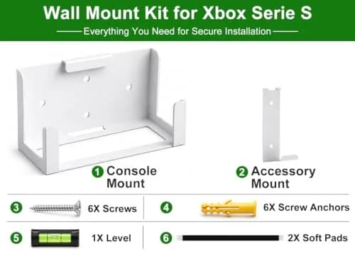 ALIENERGY Wall Mount for Xbox Series S (Mount Console & Accessories Near/Behind TV) | White Alloy Steel Bracket Kit thumbnail 4