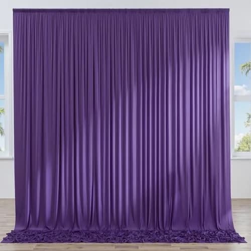 NSSONBEN 10ft x 10ft Wrinkle Free Purple Backdrop Curtain for Parties | Polyester Photography Background thumbnail 1