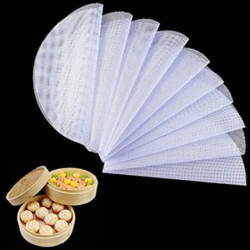BuRuiJi 10-Piece Silicone Steamer Liners, 33cm (13 x 13 inch) | Non-Stick Mesh for Dim Sum & Baking thumbnail 1