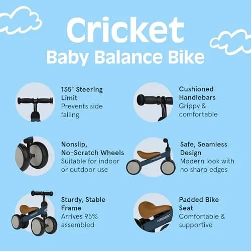 Retrospec Cricket Baby Balance Bike 4-Wheel Ride-On Toy for 12-24 Months | First Toddler Bike & Gift thumbnail 3