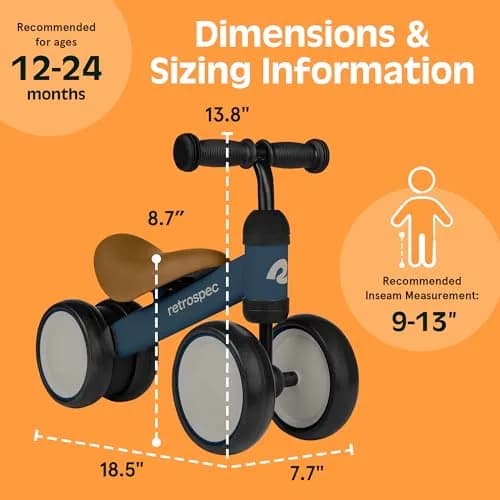 Retrospec Cricket Baby Balance Bike 4-Wheel Ride-On Toy for 12-24 Months | First Toddler Bike & Gift thumbnail 4