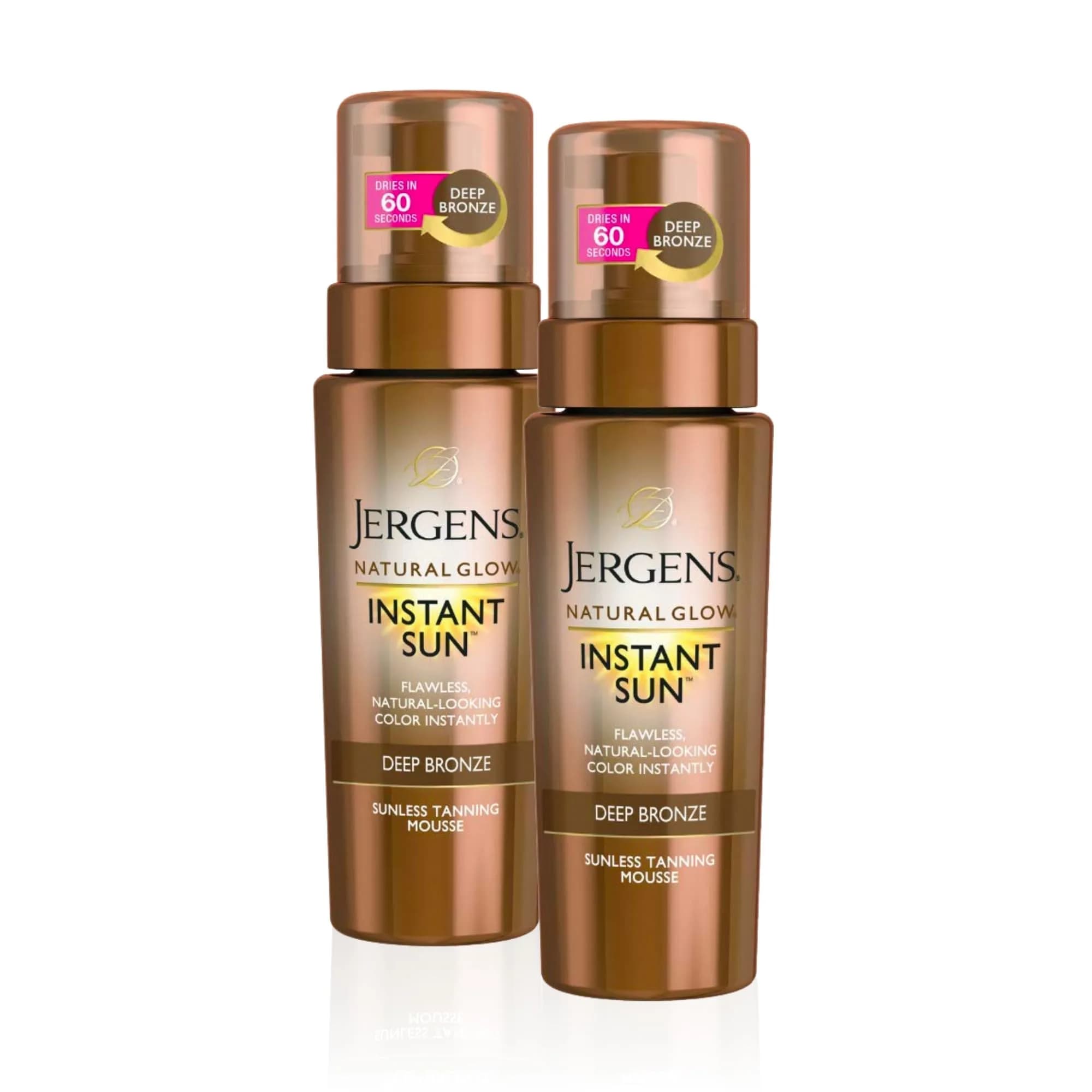Jergens Natural Glow Instant Sun Body Mousse Deep Bronze Tan 360ml (12 Fl Oz) | Streak-Free Sunless Tanner — Deep Bronze