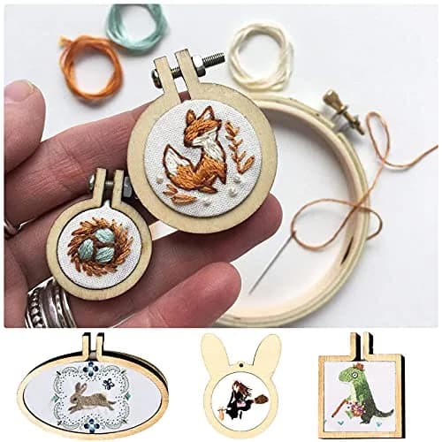 ZOCONE Mini Embroidery Hoops 10 Pack Round & Oval Wood Hoops (10 Sets) | DIY Craft Display Frames thumbnail 6