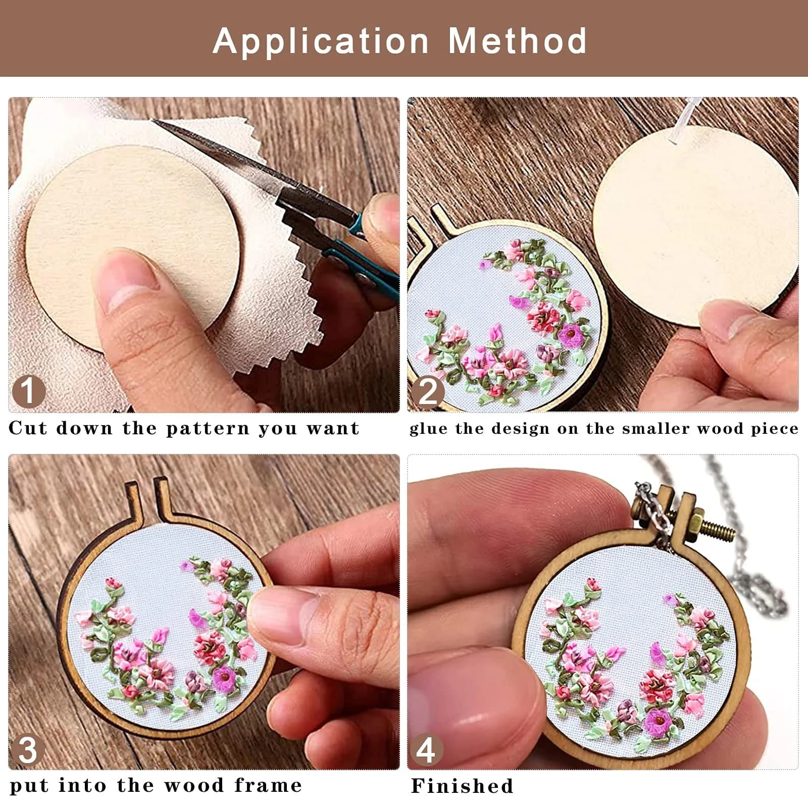 ZOCONE Mini Embroidery Hoops 10 Pack Round & Oval Wood Hoops (10 Sets) | DIY Craft Display Frames - view 3