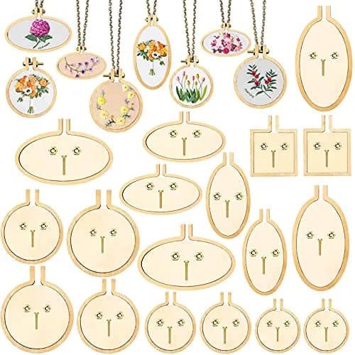 ZOCONE 18 Pack Mini Embroidery Hoops — 20mm to 60mm Round, Oval & Square Wood Hoops | DIY Jewelry & Craft Frames thumbnail 1