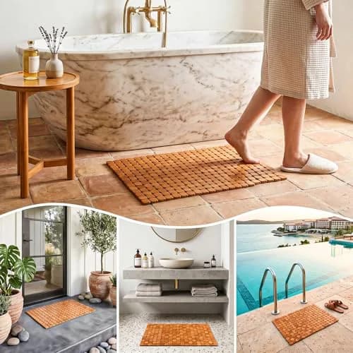 Dicunoy Bamboo Bath Mat 59.94cm x 40.64cm (23.6" L x 16" W) | Non-Slip & Quick-Dry for Bathrooms thumbnail 6