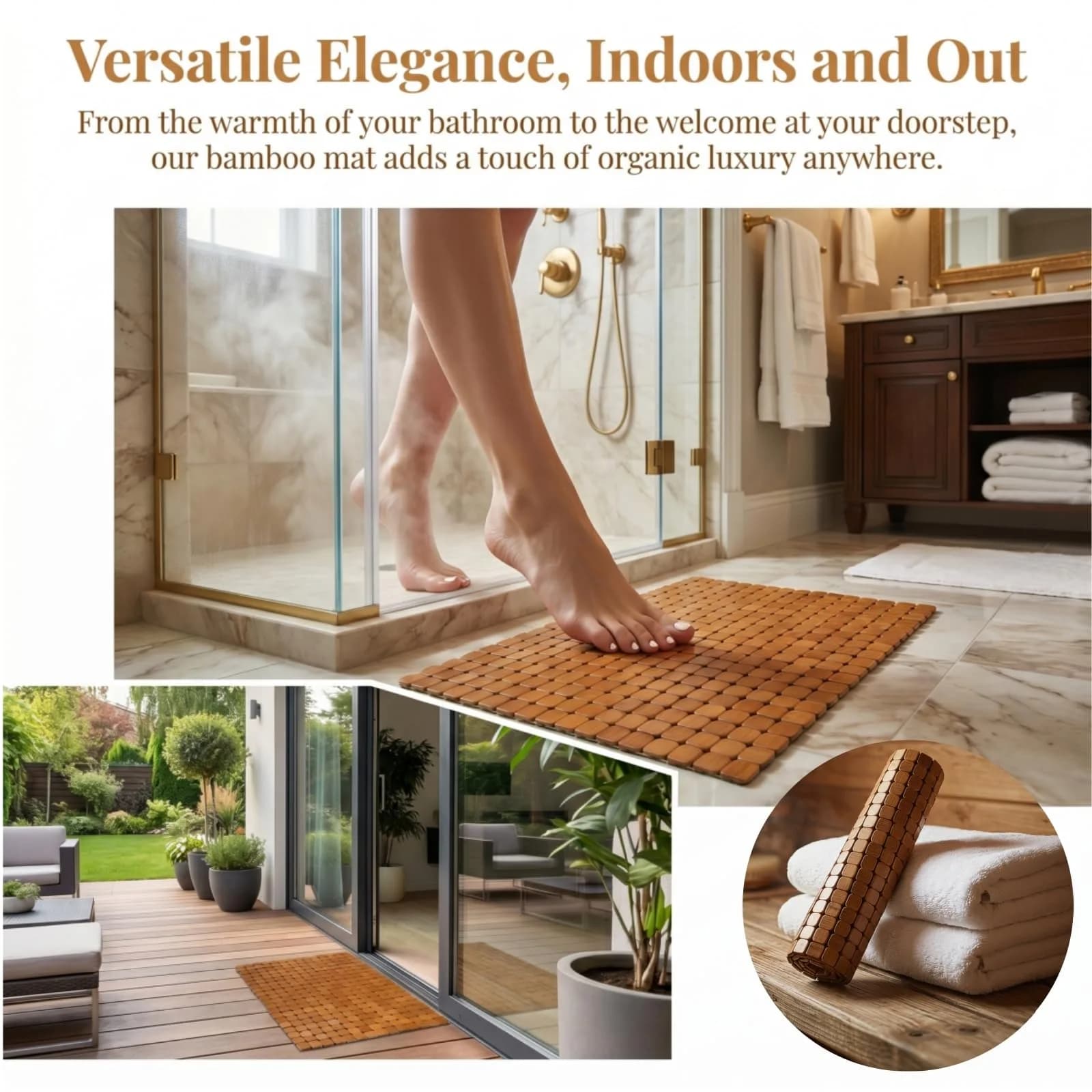 Dicunoy Bamboo Bath Mat 59.94cm x 40.64cm (23.6" L x 16" W) | Non-Slip & Quick-Dry for Bathrooms - view 7
