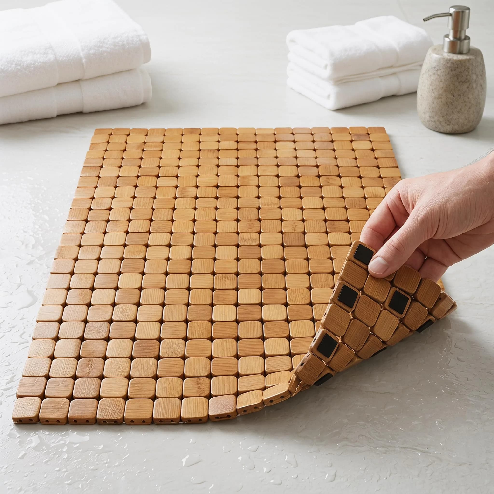 Dicunoy Bamboo Bath Mat 59.94cm x 40.64cm (23.6" L x 16" W) | Non-Slip & Quick-Dry for Bathrooms - view 8