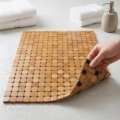 Dicunoy Bamboo Bath Mat 59.94cm x 40.64cm (23.6" L x 16" W) | Non-Slip & Quick-Dry for Bathrooms thumbnail 8