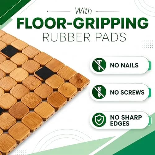 Dicunoy Bamboo Bath Mat 59.94cm x 40.64cm (23.6" L x 16" W) | Non-Slip & Quick-Dry for Bathrooms thumbnail 2