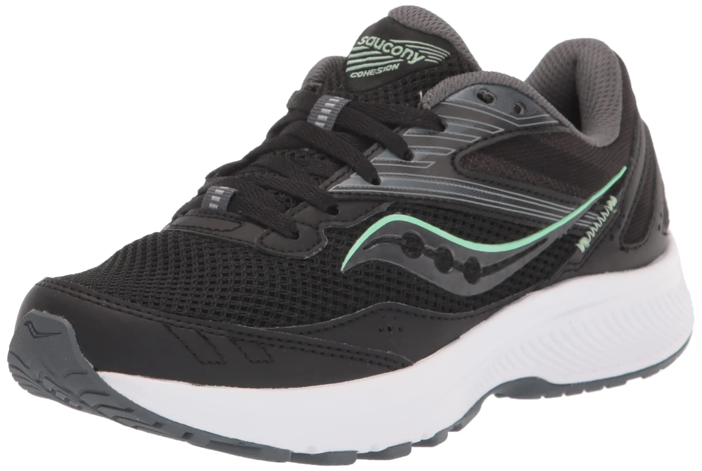 Saucony Women's Cohesion 15 Running Shoe, Black/Meadow, 10.5 | Versatile Cushioning for Runners