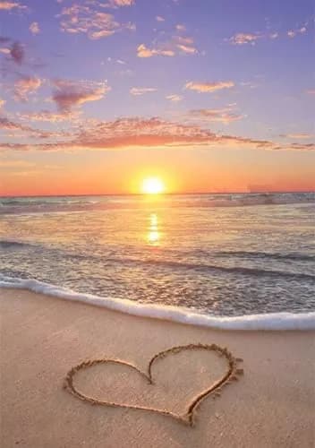 NAIMOER Diamond Painting Kits for Adults 12x16 inch | Full Drill Round Beach Sunset Heart Crystal Art thumbnail 1