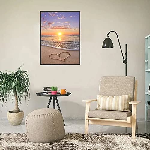 NAIMOER Diamond Painting Kits for Adults 12x16 inch | Full Drill Round Beach Sunset Heart Crystal Art thumbnail 2
