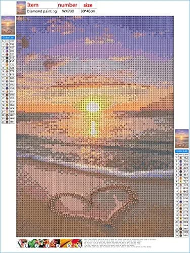 NAIMOER Diamond Painting Kits for Adults 12x16 inch | Full Drill Round Beach Sunset Heart Crystal Art thumbnail 3