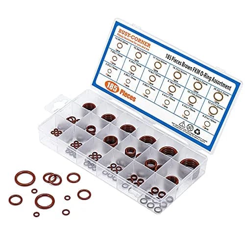 BUSY-CORNER 185 Pieces FKM O-Ring Kit with 18 AS-568 Sizes, 2.57mm-20.22mm ID, 1.78mm-3.53mm Thickness | High-Temp & Chemical Resistant Seals thumbnail 7