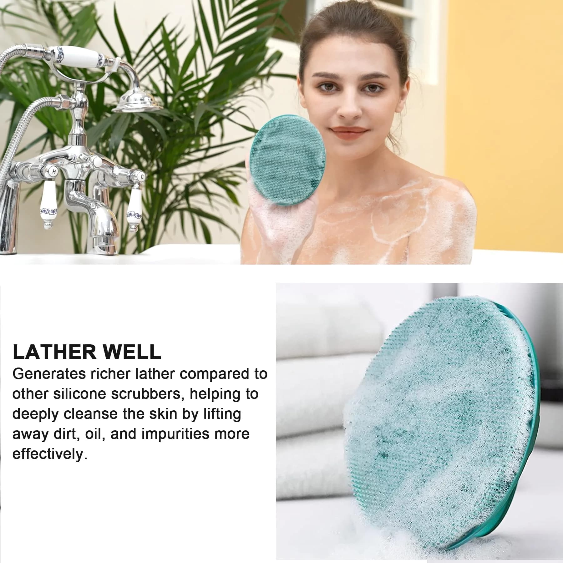 INNERNEED Silicone Body Cleansing Brush Dark Green | Gentle Massage, Deep Clean, Hygienic Shower Scrub Brush Soft Bristles for All Skin Types, Easy to Hold - view 6