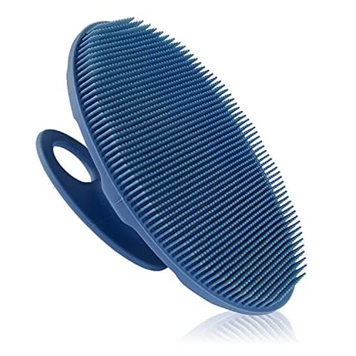INNERNEED Silicone Body Cleansing Brush Exfoliating Scrubber, Dark Blue | Gentle Massage, Deep Clean, Hygienic Shower Scrub Brush Soft Bristles for All Skin Types, Easy to Hold thumbnail 1