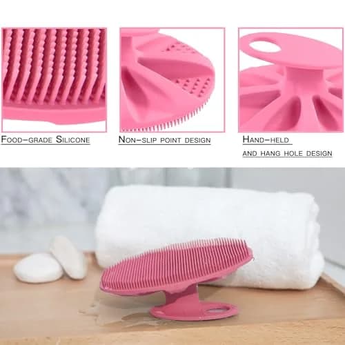 INNERNEED Silicone Body Cleansing Brush Exfoliating Scrubber, Pink | Gentle Massage, Deep Clean, Hygienic Shower Scrub Brush Soft Bristles for All Skin Types, Easy to Hold thumbnail 4