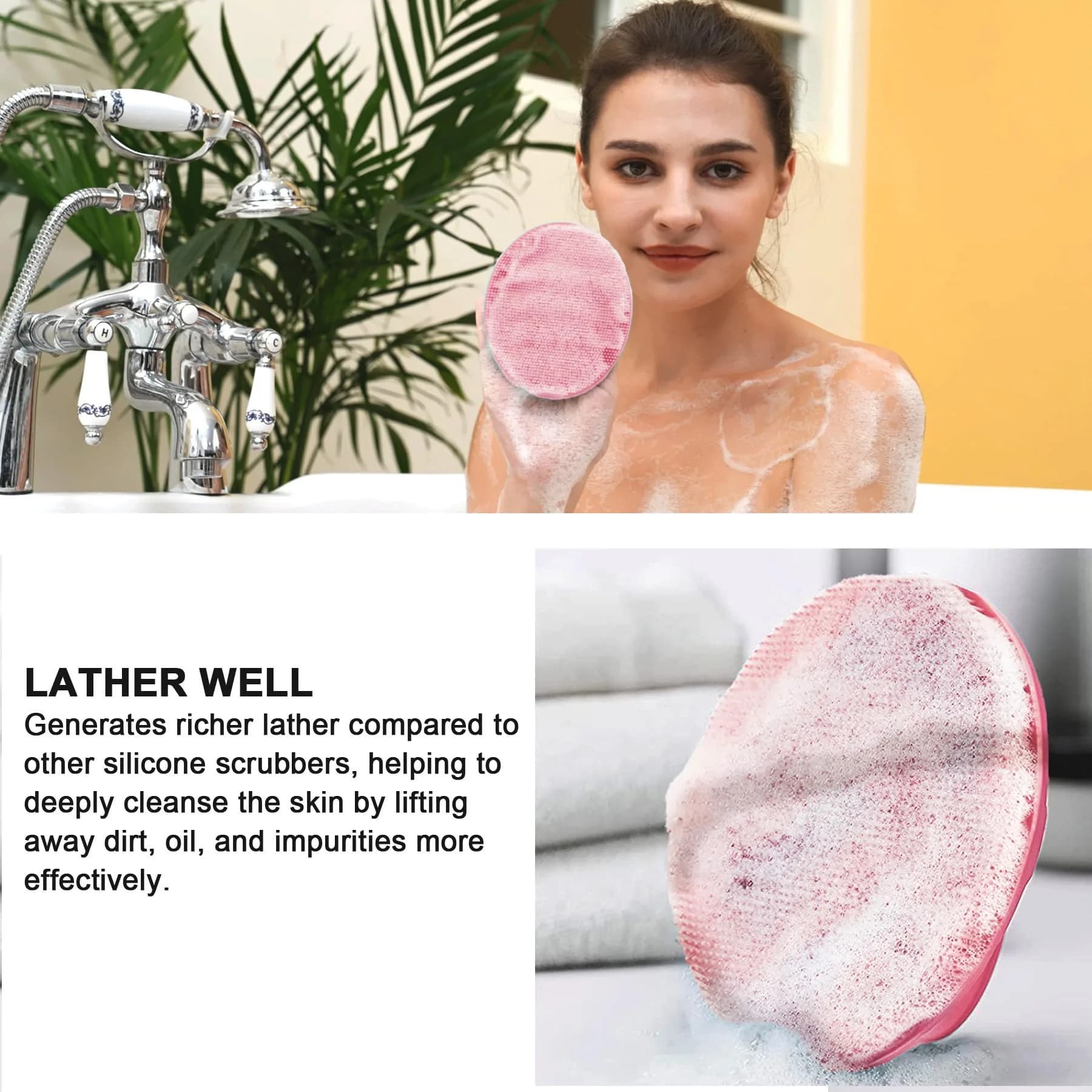 INNERNEED Silicone Body Cleansing Brush Exfoliating Scrubber, Pink | Gentle Massage, Deep Clean, Hygienic Shower Scrub Brush Soft Bristles for All Skin Types, Easy to Hold - view 7